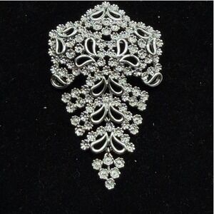 Vintage 70s Monet Silver Articulated Floral "Paradenia" Brooch Pin Large 3.5"